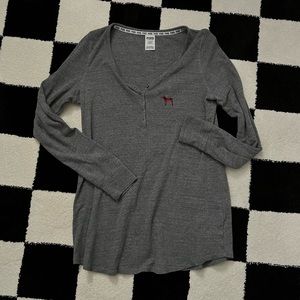 PINK gray knit sleep shirt